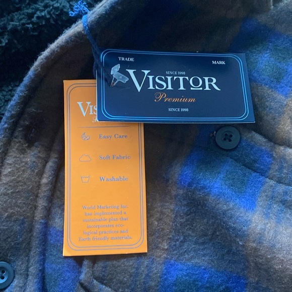 Trademark Visitor Premium Plaid Button Down Fleece Jacket Size Large - Picture 7 of 10